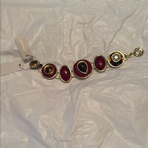 Chico's Gold Bracelet with Deep Red Accents